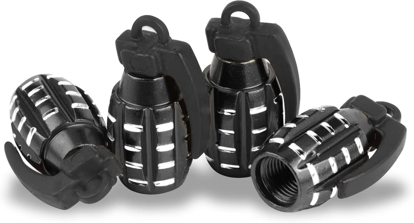Car Tire Valve Caps, Personalized Tire Valve Caps Exterior Accessories for Cars, Trucks, SUVs, Motorcycles and Bicycles (4 Pieces Black)