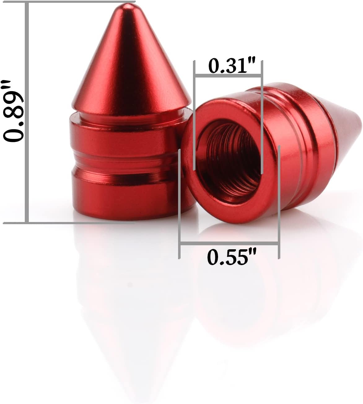 Car Tire Valve Caps, 4 Pieces Universal Aluminum Alloy Tire Decoration Accessories Dust-Proof Tire Covers for Cars, Trucks, SUVs and Motorcycles (Red)