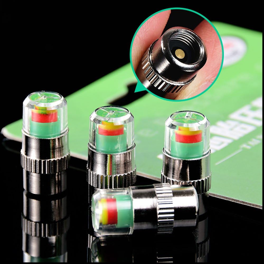 4 Pack Car Tire Pressure Monitor Valve Cap Sensor Indicator Easy to Read 3 Color Eye Alert