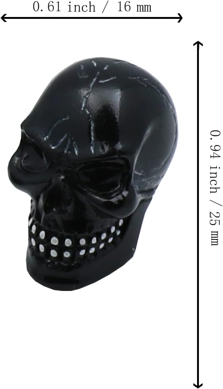 Tire Skull Valve Caps Universal Fit for Most Cars SUVs Bikes Trucks Motorcycles 4pcs/Set (Black)