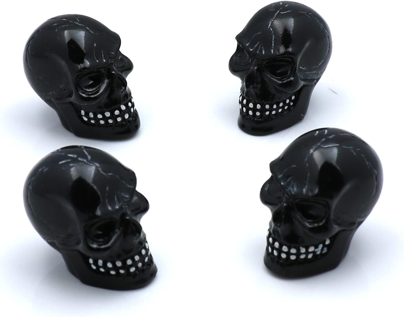 Tire Skull Valve Caps Universal Fit for Most Cars SUVs Bikes Trucks Motorcycles 4pcs/Set (Black)