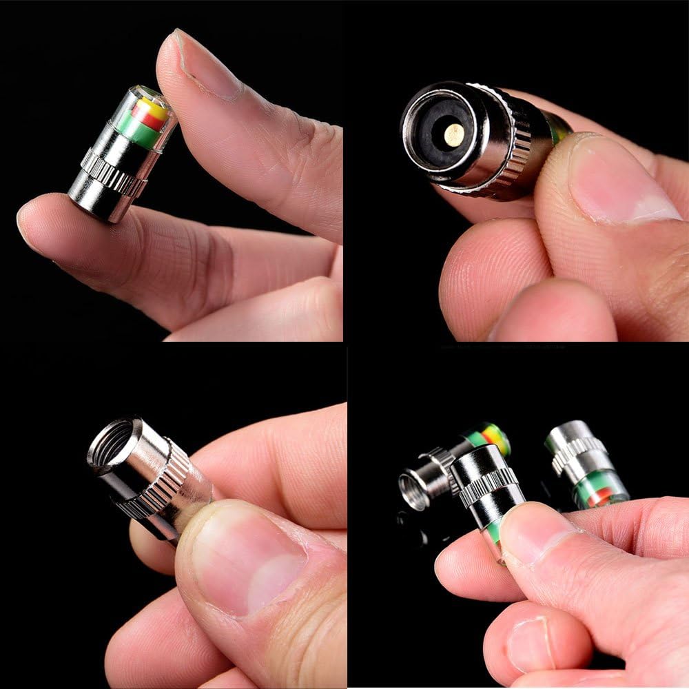 4 Pack Car Tire Pressure Monitor Valve Cap Sensor Indicator Easy to Read 3 Color Eye Alert