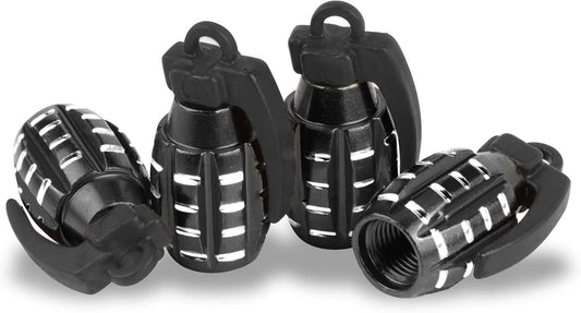Car Tire Valve Caps, Personalized Tire Valve Caps Exterior Accessories for Cars, Trucks, SUVs, Motorcycles and Bicycles (4 Pieces Black)