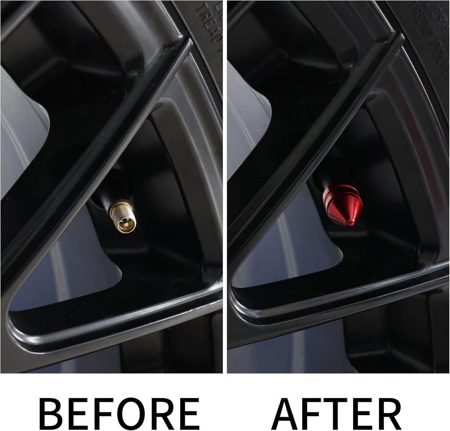 Car Tire Valve Caps, 4 Pieces Universal Aluminum Alloy Tire Decoration Accessories Dust-Proof Tire Covers for Cars, Trucks, SUVs and Motorcycles (Red)