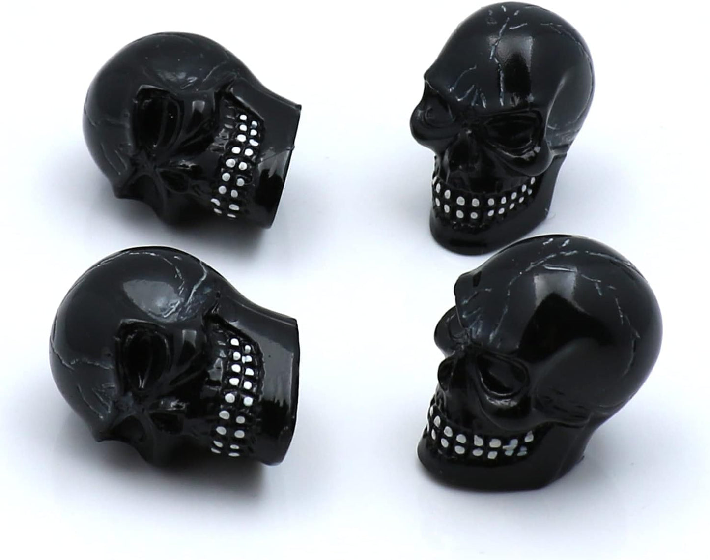 Tire Skull Valve Caps Universal Fit for Most Cars SUVs Bikes Trucks Motorcycles 4pcs/Set (Black)