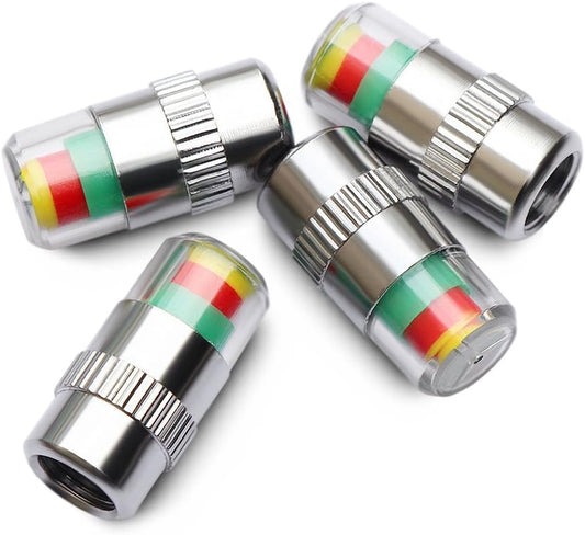 4 Pack Car Tire Pressure Monitor Valve Cap Sensor Indicator Easy to Read 3 Color Eye Alert
