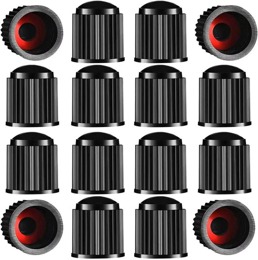 Upgraded Tire Valve Caps with Sealing Ring for Cars, Motorcycles, Trucks, Bicycles, Bikes (Black) 24 Pack