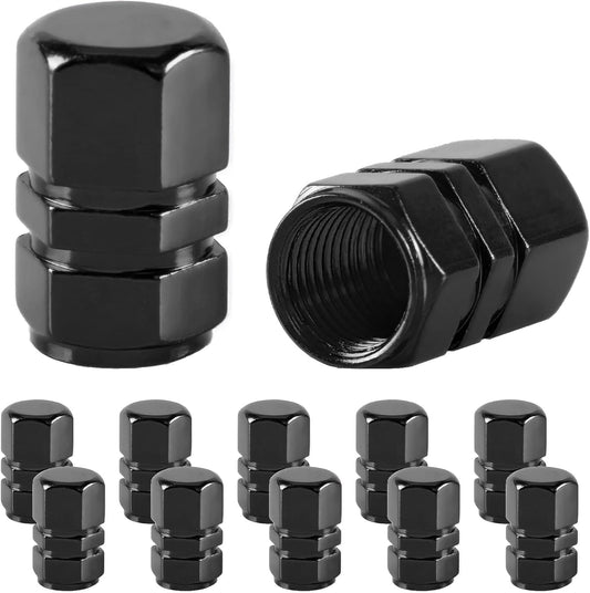 Car Tire Valve Caps, 12 Pieces Valve Caps for Cars, SUVs, Bikes, Trucks and Motorcycles - Black