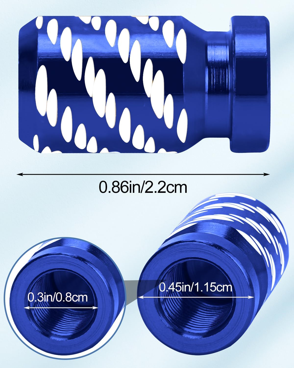 4-Piece Set of Tire Valve Caps, Universal Premium Bright Blue Aluminum Knurled Tire Valve, Corrosion Resistant and Leak-Proof Tire Valve Caps for Auto Parts