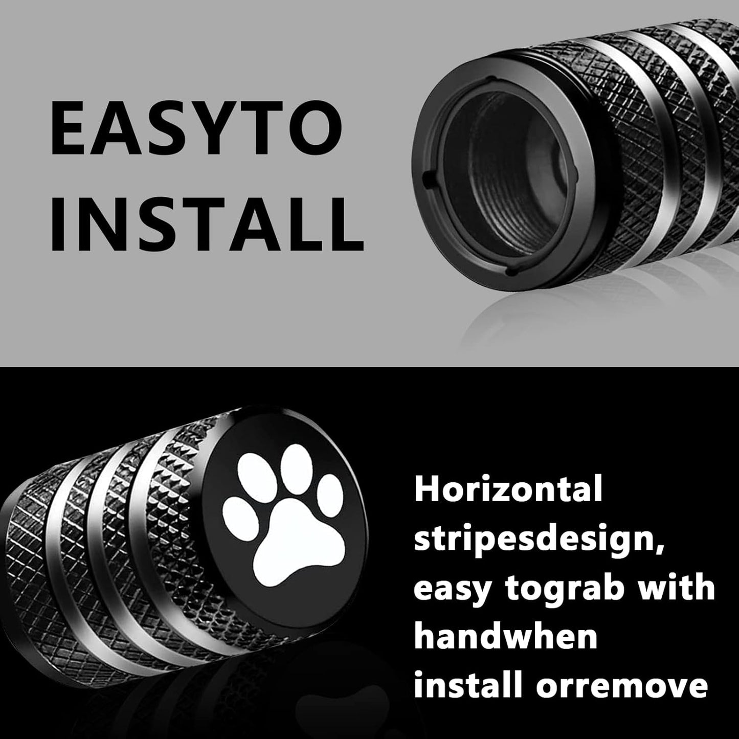5 Pack Tire Covers, Black Aluminum Dog Paw Valve Caps, Universal for Cars, Trucks, SUVs, Motorcycles