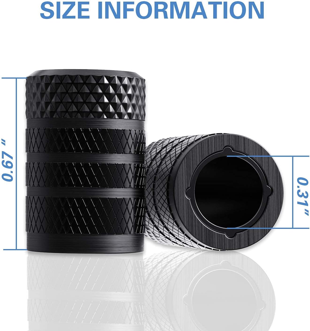 Tire Valve Caps, Black, 4 Pieces/Pack, Anodized Aluminum Tire Valve Cap Set, Corrosion Resistant, Universal Valve Caps for Cars, Trucks, Motorcycles, SUVs and Bicycles