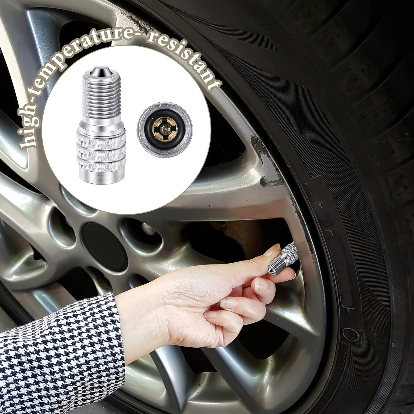 16 pack double valve caps pneumatic tire valve caps circulation tire caps suitable for high pressure truck car RV semi bus tires